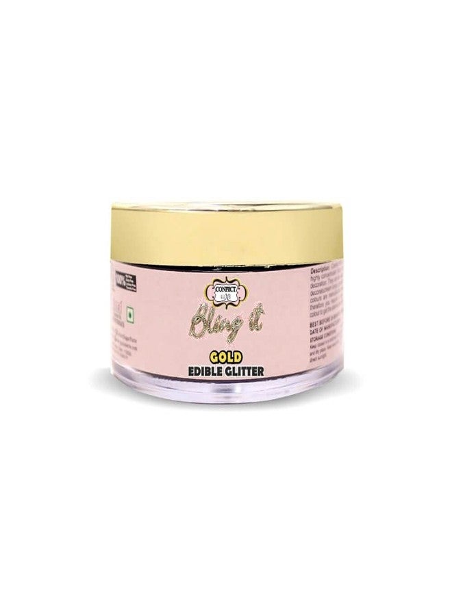 Confect Edible Gold Bling It Glitter | Fine Edible Dust for Cakes, Chocolates & Desserts | Food-Safe Shimmer Powder for Cake Decorating (15ml) - Image 2